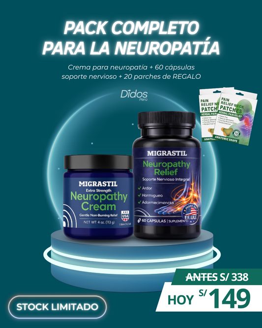 PACK NEUROPATÍA: Crema+Suplemento MIGRASTIL+ Parches Para El Dolor